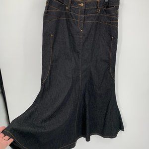 Bisou Bisou Black Denim Mermaid Trumpet Skirt